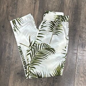 H&M Tropical Leaf Print Pants - Green and Off White